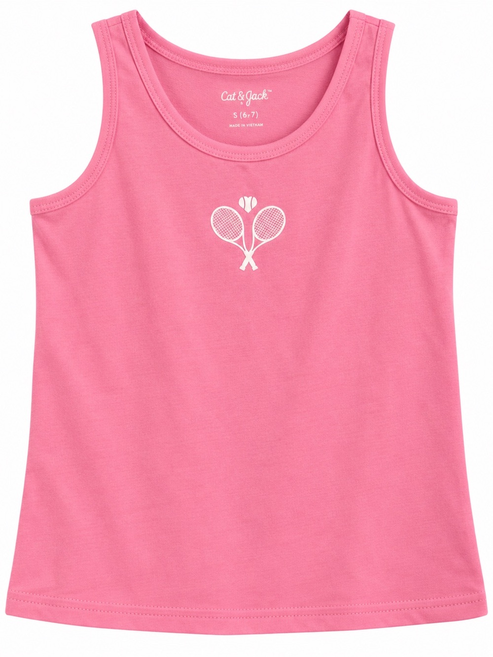 Cat & Jack Pink Girls' Tank Top with Tennis Heart Motif